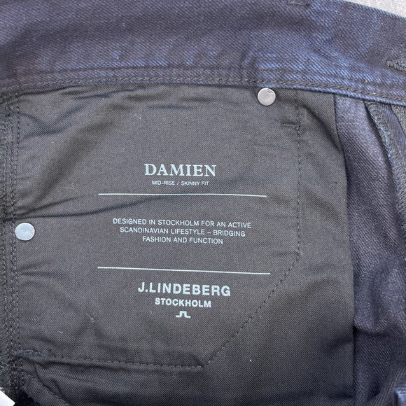 J. Lindeberg Jeans Mens 34x34 Damien Black Ink Mid-Rise Skinny Dark Wash Denim - Picture 8 of 15